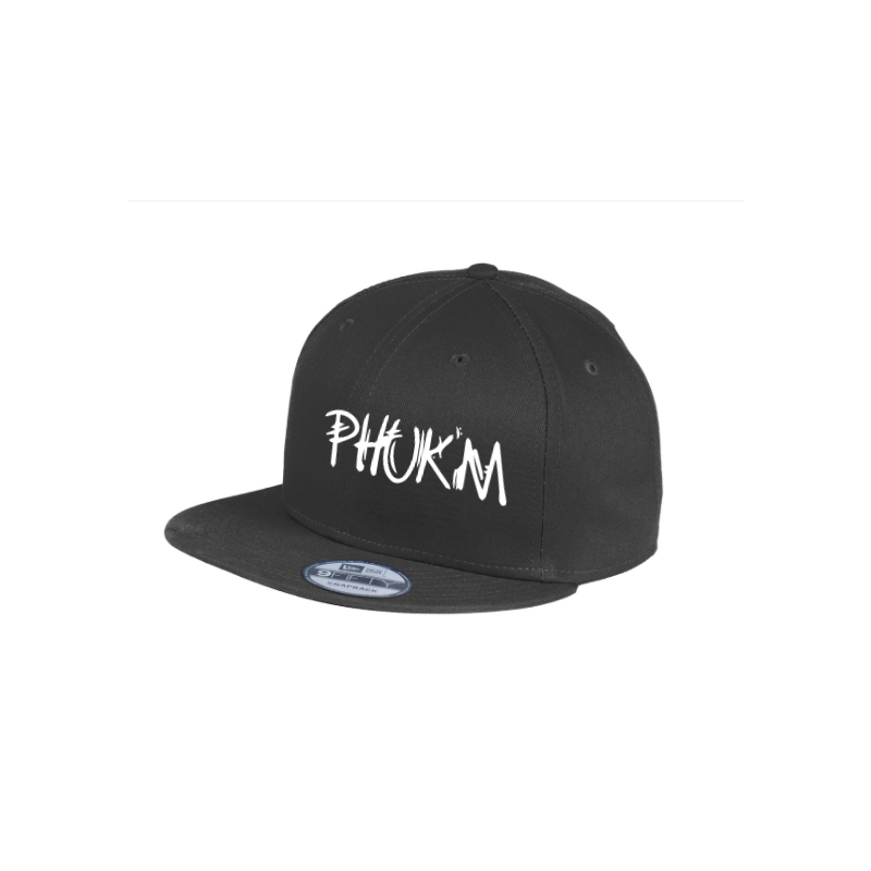 Phuk'm Hat Black & White Snapback Flatbill