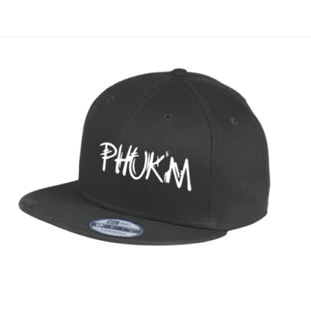 Phuk'm Hat Black & White Snapback Flatbill